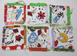 6 Fun Vtg Antique Mod Pop Art Quilt Squares Patches for Jeans Handbags C... - $25.00
