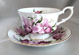 Vintage PARAGON Fine Bone China Purple Iris Floral Tea Cup &amp; Saucer Set - $34.20