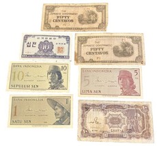 Numismatics Collectible Lot Assorted Vintage Foreign Paper Currency 7 Piece - £15.95 GBP