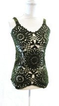 Green Top/Crochet/Sleeve/Summer/handmade - $37.62