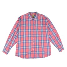 Vtg SCANDIA WOODS Men&#39;s 3XL Pink Blue Plaid Button Down Dress Shirt Y2K ... - £16.83 GBP