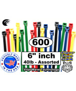600 ASSORTED 6&quot; inch Wire Cable Ties Nylon Tie Wraps 40lb USA Made Tiger... - £19.68 GBP
