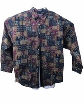 Roundtree &amp; Yorke Label Button-Down Long Sleeve Geometric Country Shirt ... - £12.49 GBP