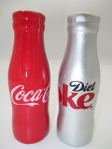 Coca-Cola Diet Coke Salt and Pepper Shaker Set Ceramic Red Silver Bottle Shaped - £9.34 GBP