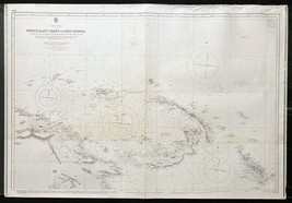Nautical Map North-East Coast of New Guinea Pacific Ocean Admiralty 1886 - £50.62 GBP