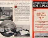 Hotel Plaza Brochure Washington DC 1930&#39;s Union Station Plaza $1.25 Per ... - $17.87