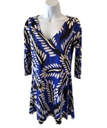 Diane Von Furstenberg Kaden Silk Knit Floral Dress Blue Black White VNec... - $60.56