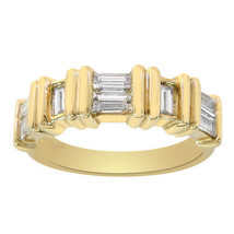 1.00 Carat Emerald Cut Diamond Wedding Band 14K Yellow Gold - £711.43 GBP