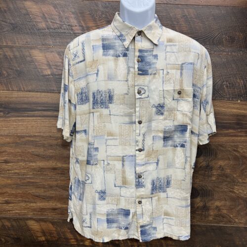 Batek Bay Shirt Mens L Hawaiian Button Up Short Sleeve 100% Rayon Beach ... - $20.90