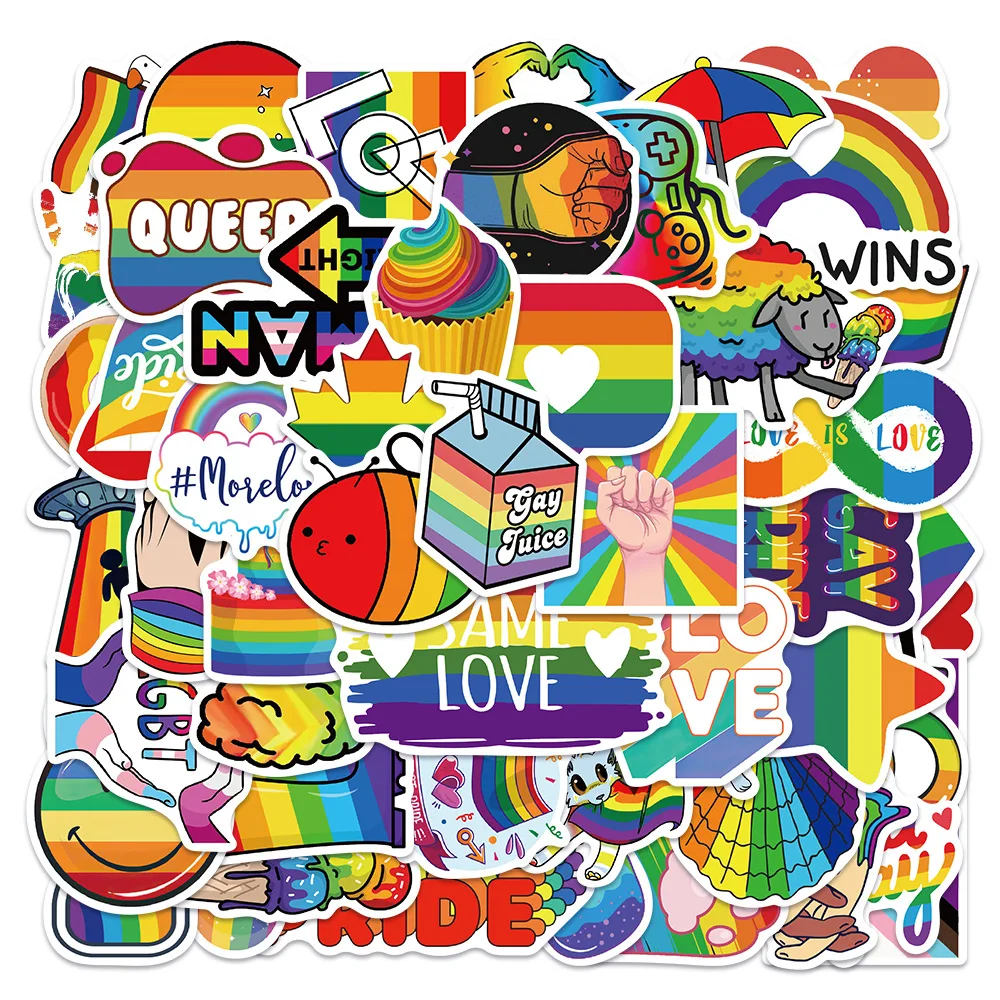10/30/50Pcs Colorful Funny  Gay Pride Stickers On Skated Guitar Motorcycle Car S - £63.40 GBP