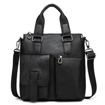 Men Vertical Handbag Male Genuine Leather Briefcase Tote Men&#39;s Cowhide Leather S - £96.09 GBP