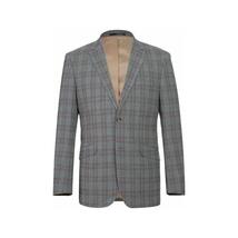Mens Suit RENOIR English Plaid Window Pane Stretch Slim Comfort 293-7 Gray Brown image 3