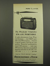 1955 Abercrombie &amp; Fitch Telefunken FM-AM Portable Radio Advertisement - £14.58 GBP