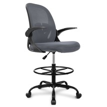 Drafting Chair Tall Office Chair With Flip-Up Armrests Executive Ergonom... - £178.79 GBP