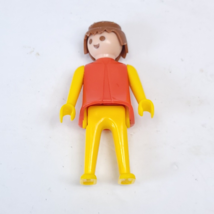 PLAYMOBIL Vtg Figure  1974 Red Dress brown Hair yellow body - $3.95