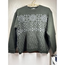 Jeffrey Banks Hand Knit 100% Shetland Wool Nordic Green Sweater Mens Siz... - $818.55 MXN
