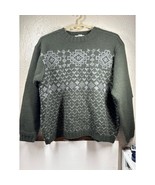 Jeffrey Banks Hand Knit 100% Shetland Wool Nordic Green Sweater Mens Siz... - $818.55 MXN