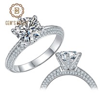 GEM&#39;S BALLET 6 Prong Solitaire Ring 925 Sterling Silver Engagement Ring For Wome - £128.05 GBP