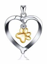 Jewelry Trends Dog Bone Heart with Dangle Paw Print Sterling Silver Pendant - £31.16 GBP