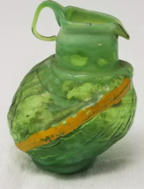Pitcher Glass Handmade Yellow Streak Tiny Textured Decorative - $18.95