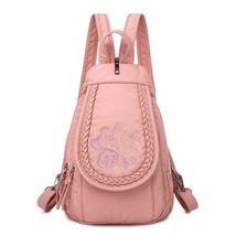 Embroidery Mini Backpacks Women&#39;s Backpack Cute Flower Pattern Wash PU Leather L - £29.45 GBP
