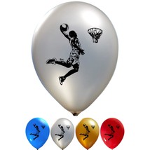 Party Zone Set Of 16Pcs Basketball Balloons Latex 12 2-Sided Print Basketball Pa - £21.67 GBP