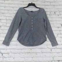 American Eagle Outfitters Womens Top XS Blue Long Sleeve Chambray Pocket  - £17.31 GBP