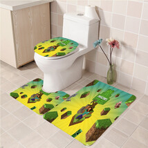 3Pcs/set Mine_craf005 Bathroom Toilet Mat Set Anti Slip Bath Mat Decorat... - $33.29+