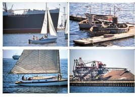 35 mm color slides lot of 4 *1968 LONG BEACH CA Harbor Queen Mary, Sailboat - $8.42