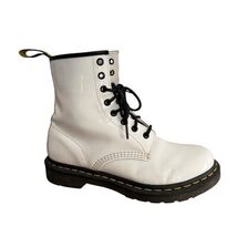 Dr Martens Womens 1460 W Patent Leather White Lace Up Combat Boots Size ... - $52.24