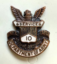 US Department of Army 10 Year Service Lapel Pin UNUSED Militaria Military - $6.00