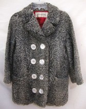 Vintage Ben Kahn Persian Lamb Gray Rare Find Curly Pea Coat Button Lined M L - £171.39 GBP