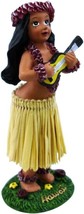 Girl With Ukulele Mini Dashboard Doll 4&quot; Hand Painted Miniature Hawaiian... - $15.83