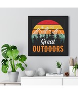 Horizontal Poster with &quot;Great Outdoors&quot; Retro Sunset Graphic, Framed in ... - £48.82 GBP+