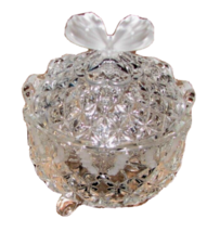 Hofbauer Footed Crystal Trinket Dish Scalloped Edge &amp; Butterflies 1958 M... - £17.44 GBP