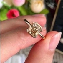 1.5 CT Asscher Cut Diamond Engagement Ring 14K Gold Half Bezel Set Promi... - $57.38+