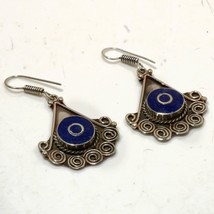 Lapis Lazuli Handmade Ethnic Tribal Drop/Dangle Earrings Nepalese 2.20&quot; SA 3454 - £4.70 GBP