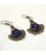 Lapis Lazuli Handmade Ethnic Tribal Drop/Dangle Earrings Nepalese 2.20&quot; ... - £4.77 GBP