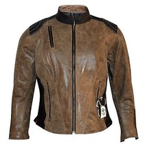 Veste de moto en cuir véritable HD pour femme marron - £68.95 GBP+