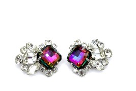 VTG Melon RIVOLI RHINESTONE SQUARE Brooches Pins  2- 1 3/4  Statement Ma... - $84.49