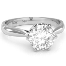 Crown Setting White Topaz Engagement Ring In 14k White Gold - £360.02 GBP