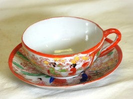 Asian Teacup &amp; Saucer Set Japanese Geisha Girls Japan c - £15.56 GBP