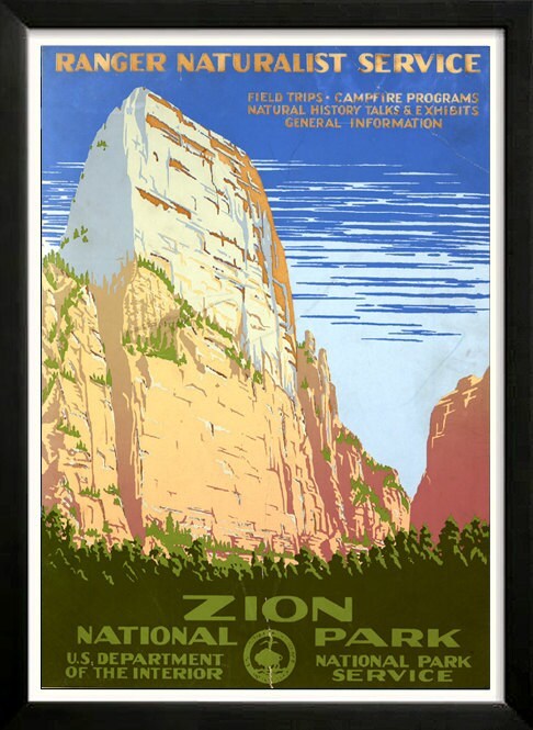Primary image for Zion National Park Retro poster 1930s Custom Framed A+ Quality
