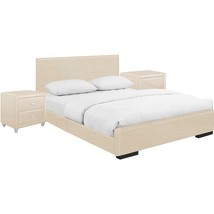 Beige Solid Manufactured Wood Queen Upholstered Faux Leather Bed Frame - $1,242.49