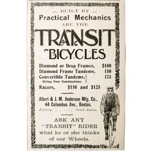Transit Diamond Bicycles Boston 1897 Advertisement Victorian Bikes ADBN1A6 - $19.99