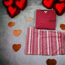 Nordic Print Women&#39;s Size 2X Red White Piece Long Sleeve Pajama Set Chri... - $41.58
