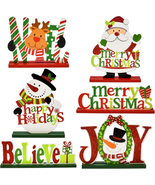 6 Christmas Table Signs Decorations Wooden Centerpiece Tabletop Snowman ... - $464.60 MXN