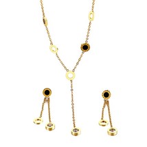 KALEN New Gold Color Stainless Steel Long Necklaces &amp; Long Earrings Sets For Wom - £16.15 GBP