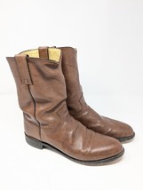 Justin Mens Jackson Brown Leather Cowboy Boots Size 10 D Western Rancher... - $38.70