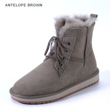 Real Sheepskin Suede Leather Women Fashion Casual Winter Ankle Snow Boots Natura - £135.26 GBP